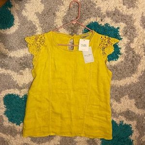 Pure linen Italian made embroidered blouse